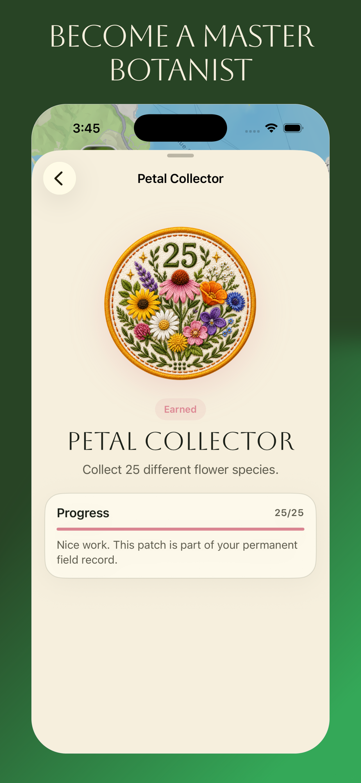 Petal Collector achievement screen with progress completed.